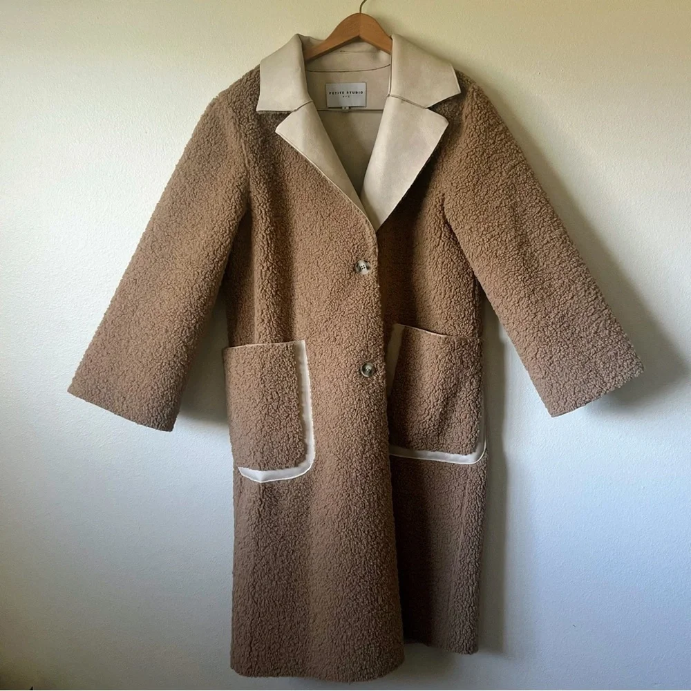 LAST DAY -- Petite Studio NYC Sienna Reversible Coat in Camel and Ivory BNWT - Picture 6 of 9